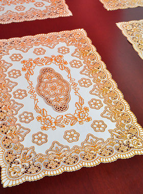 长方形椭圆 高档烫金PVC餐垫 烟灰缸桌垫 茶几垫 圆形38cm703餐桌