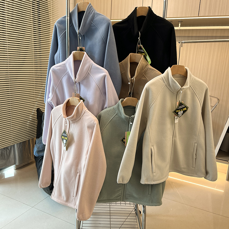 原!实穿自留加绒加厚防风保暧立领抓绒衣双面摇粒绒夹克外套女新