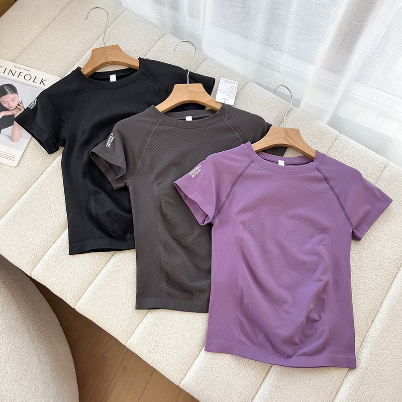 强推 瑜伽服女短袖上衣紧身衣弹力速干透气T恤健身跑步训练,运动服/休闲服装,健身衣,淘宝优惠券,粉丝福利购,淘宝优惠卷