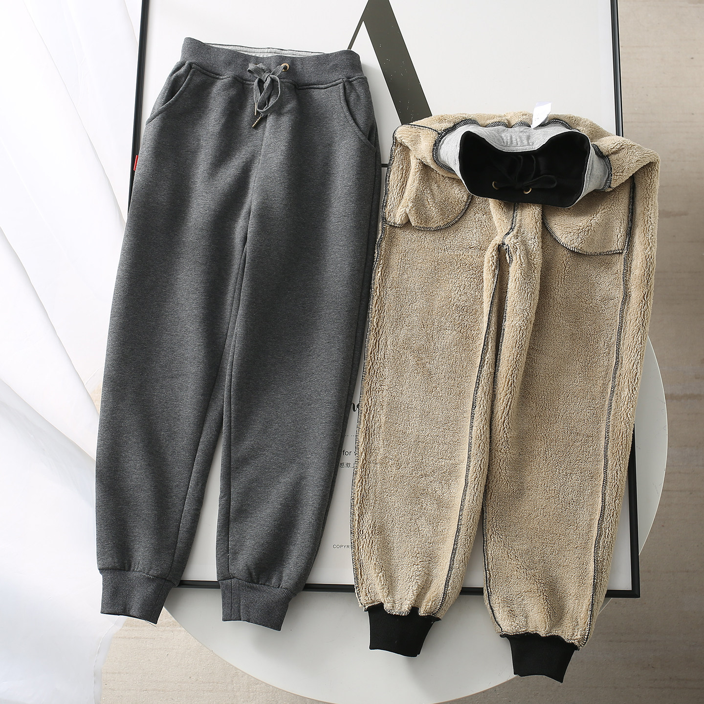 抗寒零下 一条过冬 加绒加厚抽绳松紧腰束脚裤冬新款卫裤女休闲裤,女装/女士精品,休闲裤,淘宝优惠券,粉丝福利购,淘宝优惠卷