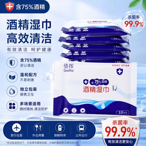 75%酒精高效消毒湿巾10片装