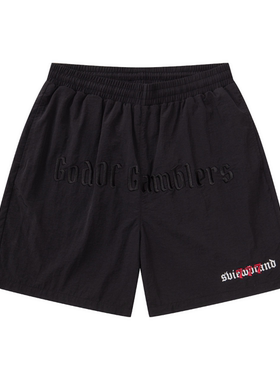 S.view 22S/S 原创赌神系列字母刺绣印花街头宽松休闲纯色短裤