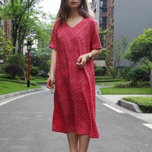 V领连衣裙碎花高端好真丝棉绸早春绵绸宽松长款大码200斤外穿夏女