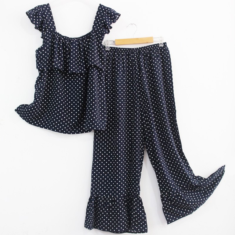 防凸点棉绸家居服吊带小飞袖睡衣