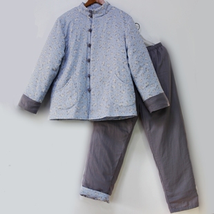 家居服套装 立领国风盘扣老式 新疆棉花棉袄可脱里内胆手工棉衣棉裤