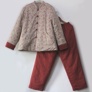 女家居服套装 冬季 新疆棉花棉袄可脱里手工棉衣棉裤 可拆卸内胆老式