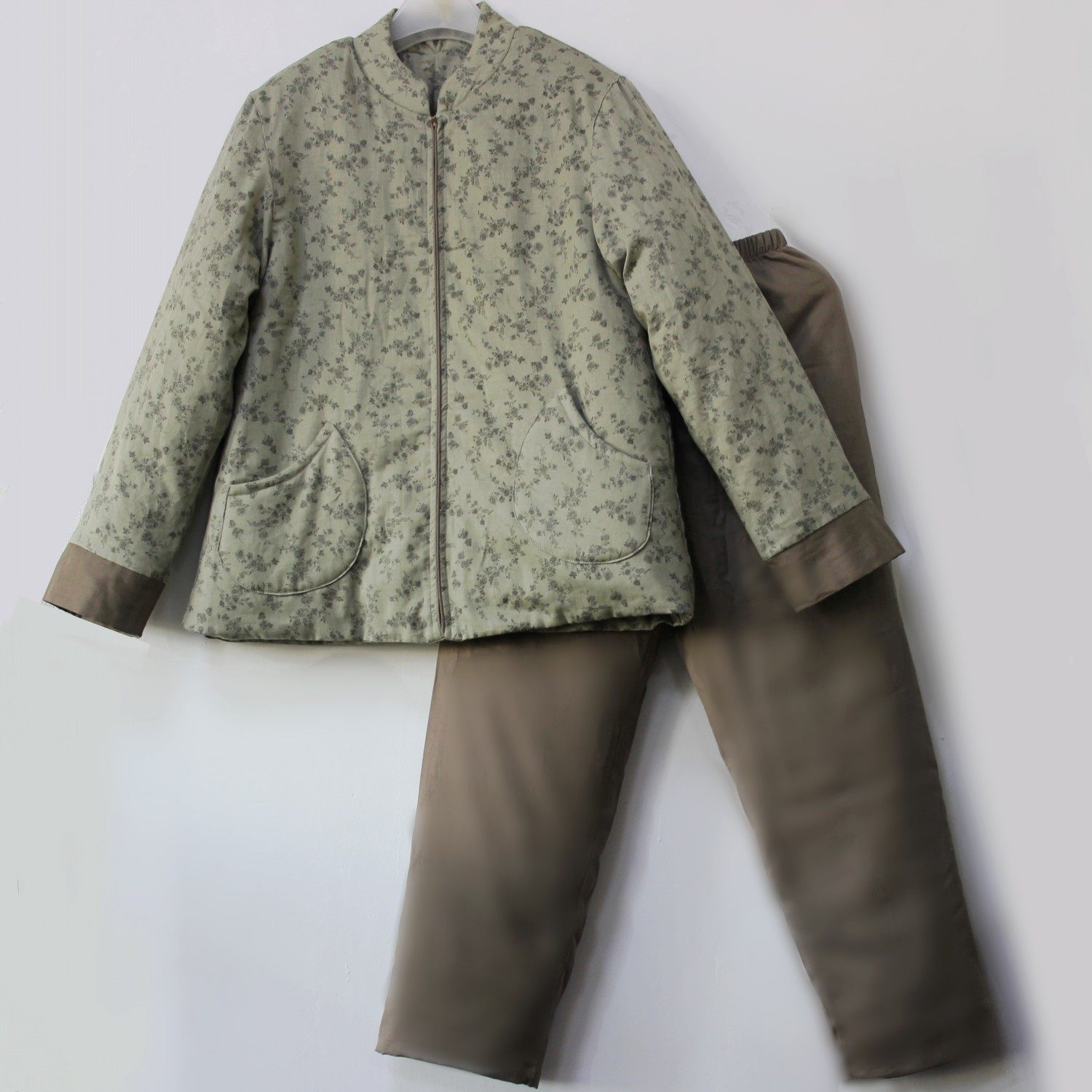 拉链棉服老式新疆棉花棉袄脱里手工加厚可脱胆棉衣棉裤套装家居服