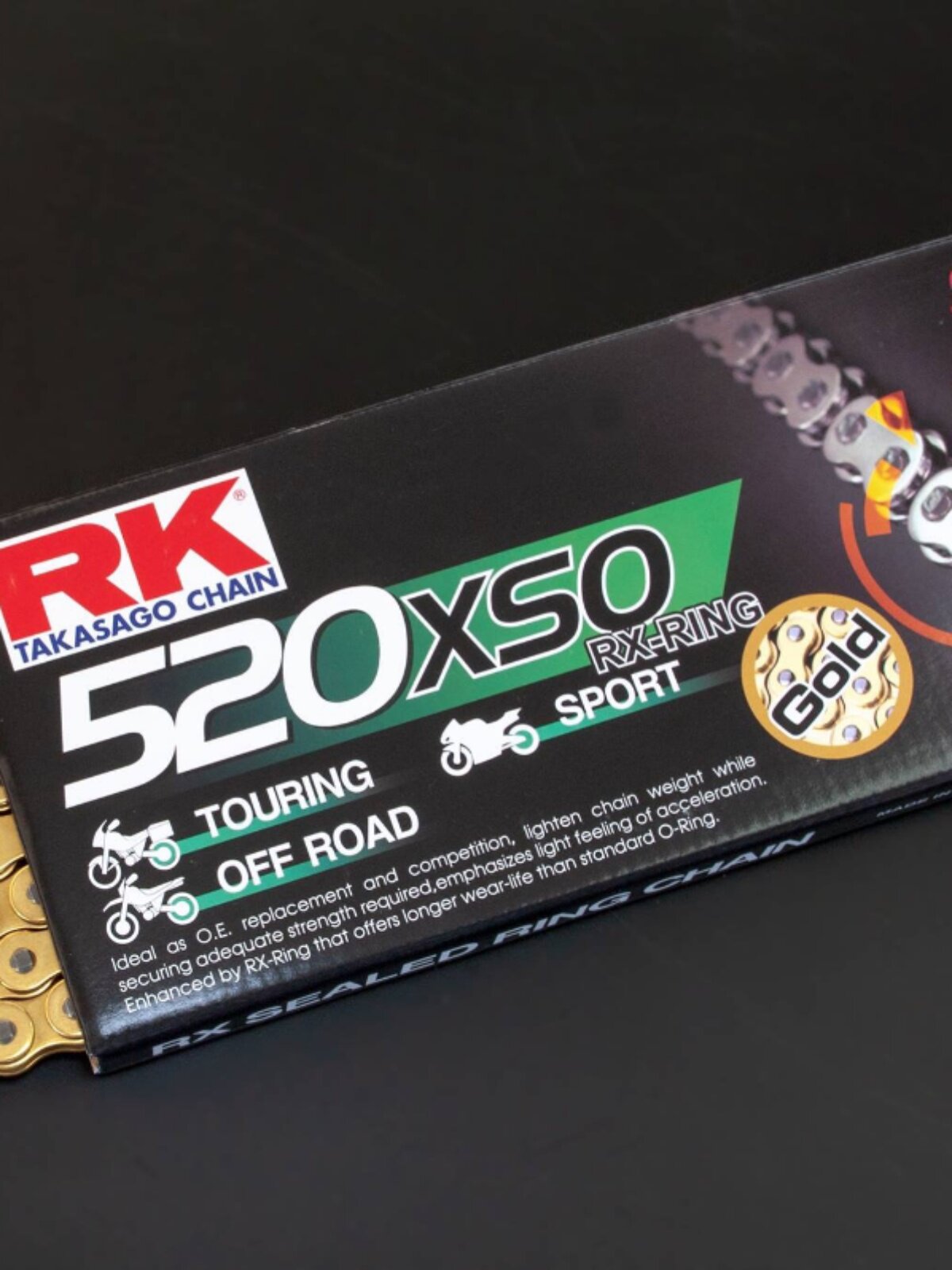 일본 RK 체인 XSO2 색상 520|525|530 블랙 골드 시리즈 레이싱 오토바이 수정 오일 씰 체인