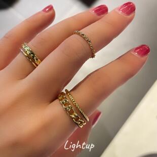 金色小众设计高级感轻奢百搭开口戒指叠戴复古夸张