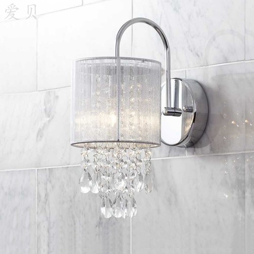 轻奢现代垂珠卧室床头水晶壁灯