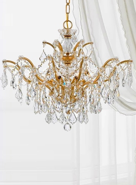 SY全铜云彩华庭水晶吊灯欧美法式轻奢大气黄铜别墅卧室房间客厅灯