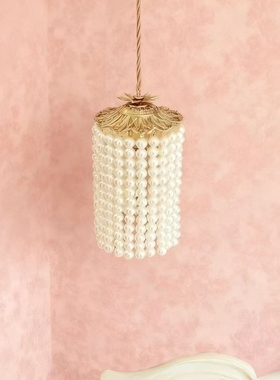 SY欧法式全铜花边珍珠吊灯轻奢玄关门厅公主房衣帽间床头卧室灯