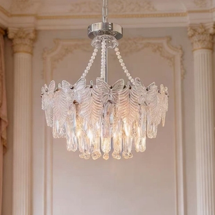 SY欧法式蝴蝶珍珠花叶水晶吸顶吊灯浪漫客厅餐厅公主房间卧室灯