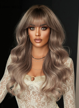 欧美大波浪长卷发紫色假发lolita长发无痕隐形全头套银色wig浅色