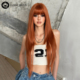 长直发高层次假发全头套女lolita双马尾自然长发无痕隐形橘色wigs