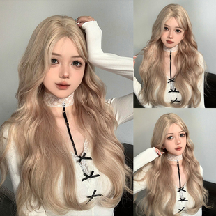 白金色假发全头套式 中分长卷发浅色仿真发大波浪卷 女长发rose同款