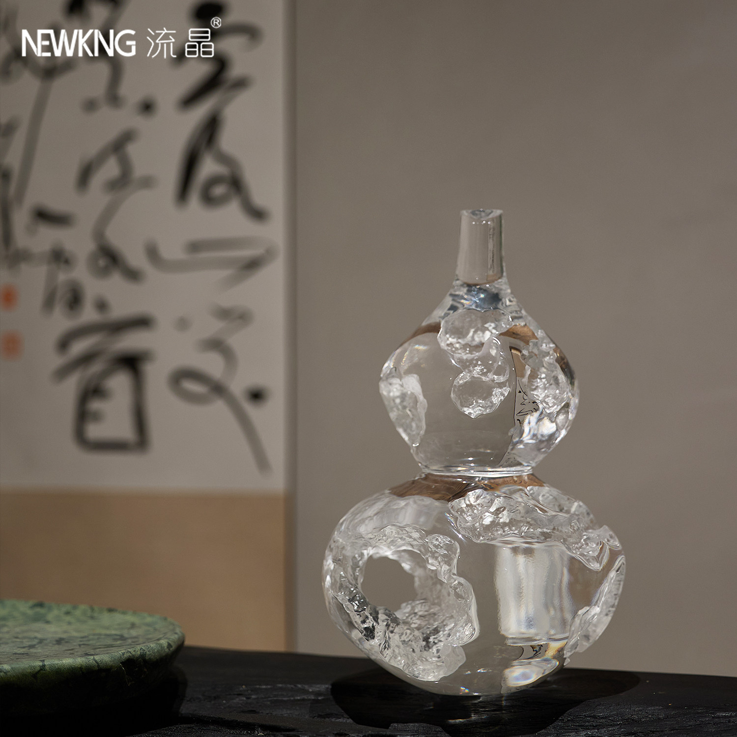 流晶 残缺花瓶艺术创意花器禅意非树脂玄关样板间售楼处透明雕塑