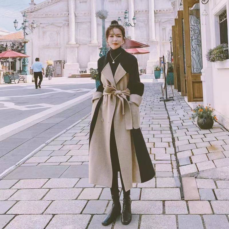 赫本风双面仿羊绒呢子大衣女秋冬款韩版宽松高级感中长款毛呢外套