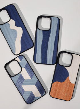 意大利进口原木手工拼花手机壳magsafe磁吸WOOD苹果17三星S25ultra全包iphone15ProMax小众简约防摔保护壳