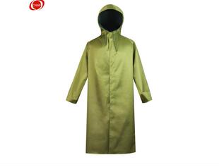 谋福80182 连体式加厚帆布雨衣大褂 电动车摩托车骑行雨衣 军绿