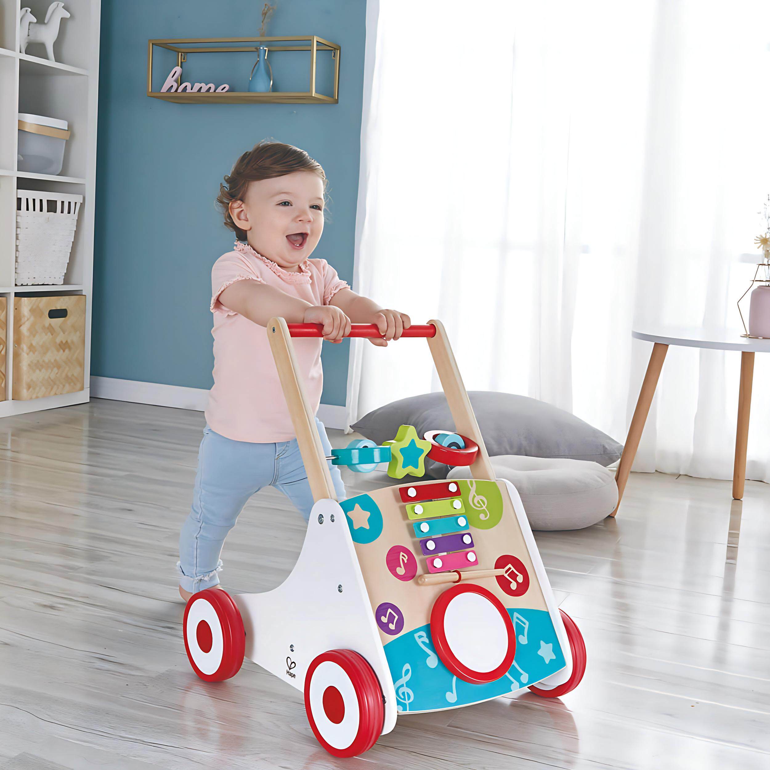 Hape音乐学步车儿童1-3岁益智力玩具宝宝多功能学走路迈步手推车