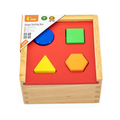 VIGA小智力盒扣洞玩具儿童配对串珠几何认知益智2岁亲子互动玩具