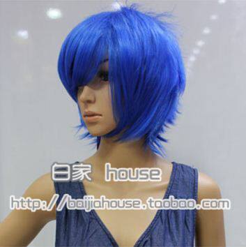 cosplay假发 宝蓝色 鬓角加长收脸短发 MSN万用主体毛COS假发动漫