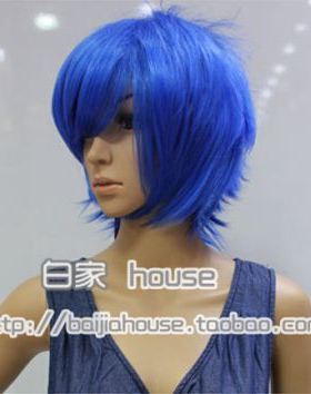 cosplay假发 宝蓝色 鬓角加长收脸短发 MSN万用主体毛COS假发动漫