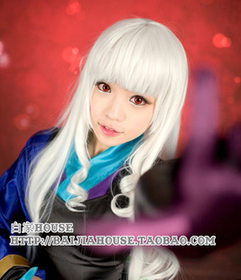 Cosplay假发 韩国 迷途猫 tomia 银白色收脸长发 御姐夜店COS假发