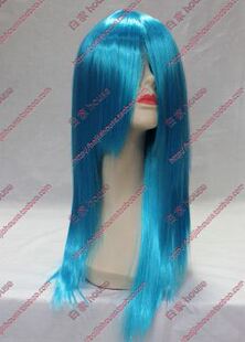 cosplay假发 湖蓝色 60CM万用收脸长直发COS假发 仙剑三 蓝 龙葵