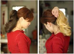 实拍马尾假发短马尾梨花7种颜色女款卷式虎口夹子式蓬松俏丽发髻