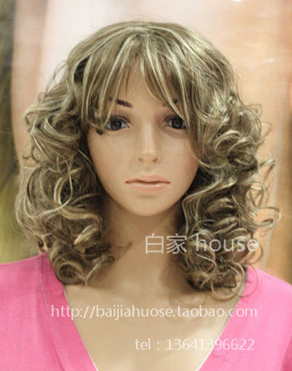 假发实拍短卷发混色螺纹卷女款外贸假发时尚自然妩媚蓬松欧美北京