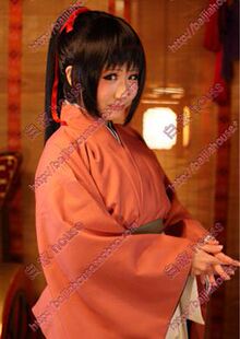 cosplay假发 黑色 薄樱鬼 雪村千鹤 和服版 单马尾定型款动漫假发