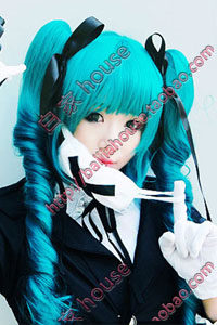 cosplay假发 V家 龙啼初音MIKU 秘密警察 湖蓝绿 高温丝VOCALOID