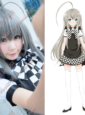 cosplay假发 潜行吧 奈亚子  呆毛 1米深灰色长直发 高温丝假发