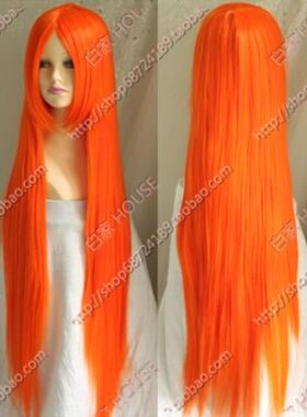 橙色100CM长直发 夏莉 井上织姬 明日香 十年后京子 橘色cos假发