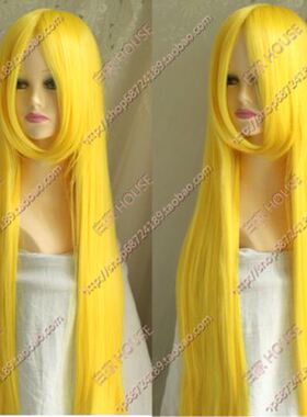 cosplay假发 嫩黄色1米长直发 柠檬黄 100CM 高温丝 COS假发动漫