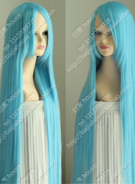 侵略！乌贼娘/COS假发天蓝色100cm长直/动漫古装女仆cosplay假发