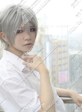 COSPLAY假发 新世纪福音战士 Q EVA 渚薰 银灰色短发 蓬松收脸