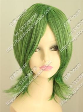 cosplay假发 金绿色短发 混色收脸msn温柔/短发少女/动漫装备配件