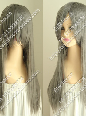 cos假发 深灰色加厚长直发 超顺收脸 古装通用 坂上智代 COS假发