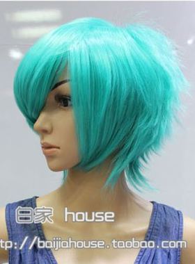 cosplay假发 葱绿色 收脸MSN万用短发少女 高温丝COS假发动漫游戏