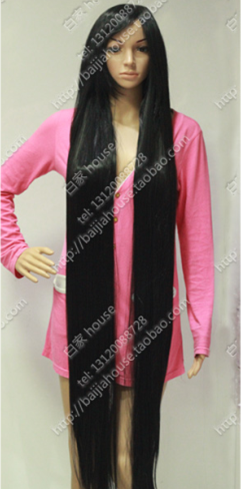 1米52米黑色假发长直发