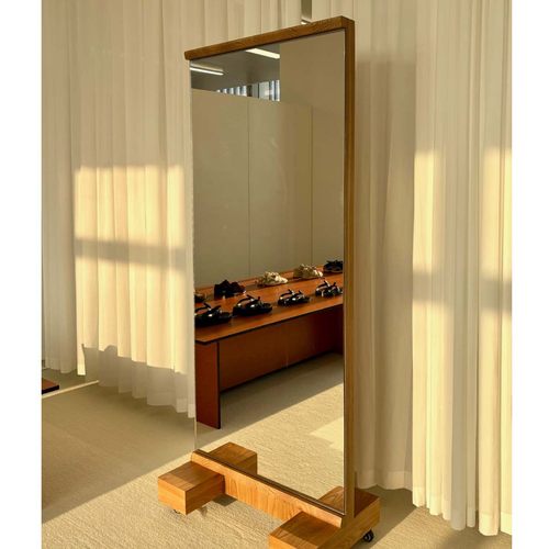 gaska实木落地镜屏风穿衣镜