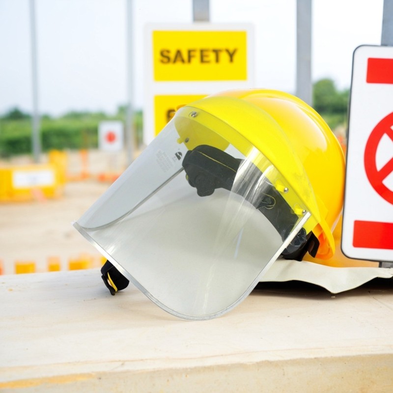 正品以勒牌劳保用品防护面罩防飞溅PVC材料透明304黄顶头部安全罩