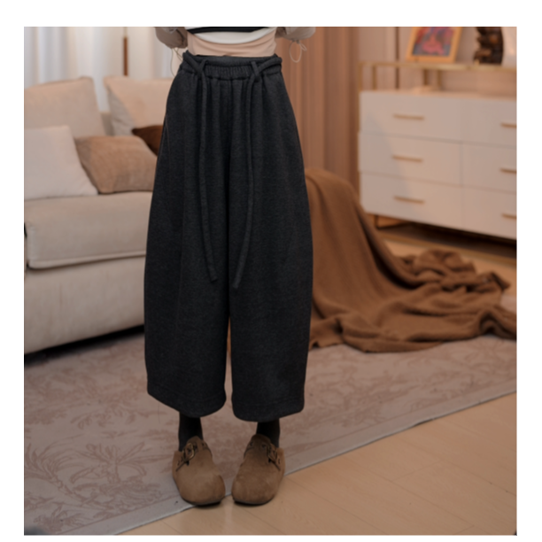 【新款上新】马克华菲女装夹棉加厚压褶格子8分裤休闲裤jcc