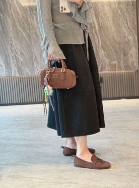 日系 秋冬专场山本风 黑色花苞羊毛呢子半身裙