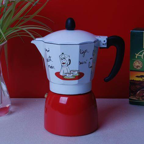 奥尼新款欧式复古风酒红色黑色自主实拍图棒老头欧拉6人份摩卡壶