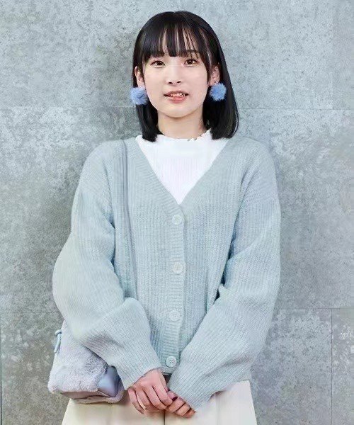 lovetoxic冰淇淋色V领针织开衫图片