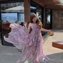 冰冰来了丨【海边漫步】夏威夷度假风碎花挂脖连衣裙仙女吊带裙